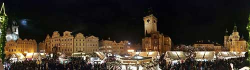 A European market scene at night
