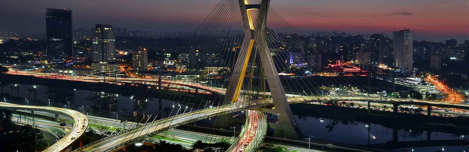Octavio Frias de Oliveira Bridge at dusk - Sao Paulo, Brazil