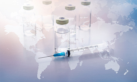 A map of the world with the COVID vaccine on it